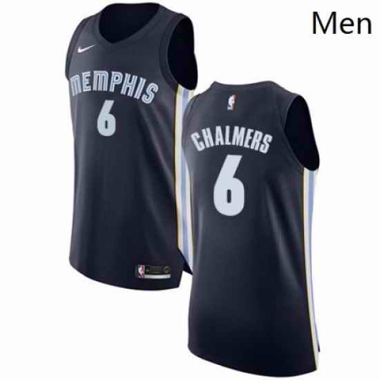 Mens Nike Memphis Grizzlies 6 Mario Chalmers Authentic Navy Blue Road NBA Jersey Icon Edition